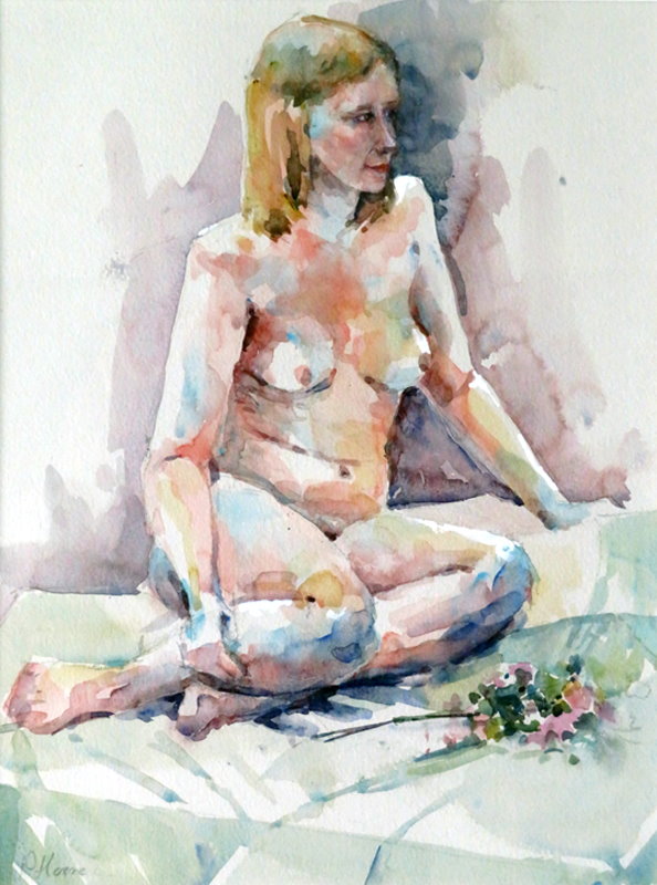 Nude with Bouquet painting by Paul Hoare