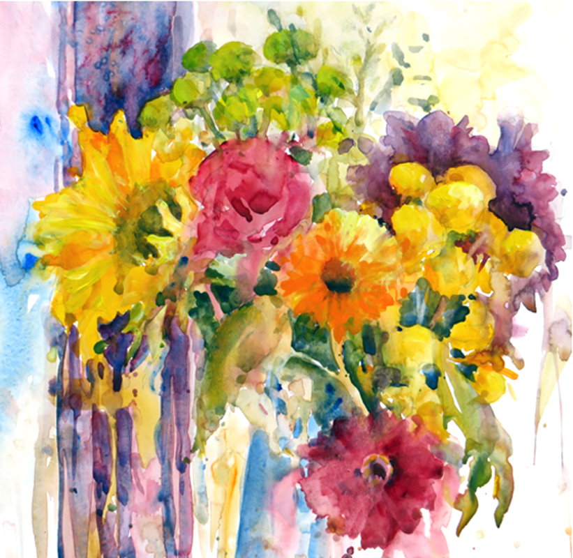 Stripy Flowers painting by Paul Hoare